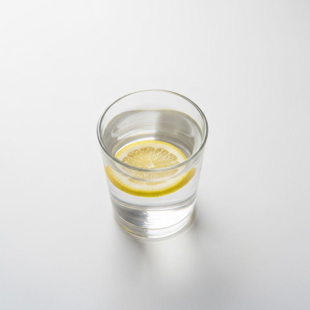 Clean glass of water with lemon slice